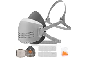 ‎RANKSING RANKSING Professionelle ST-AX Hell Wiederverwendbares Atemschutzmaske Halb Gesicht Gasmaske mit 2 Filter für Farbe Staub und Formaldehyd Schleifen Polieren Spritzen und andere Arbeiten