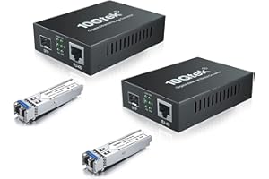 ipolex Convertitore Multimediale Gigabit Ethernet, Porta SFP 1,25G Convertitore di Media a Fibra Ottica, Modo Singolo LC Convertitore Multimediale con Modulo SFP-LX(1310-nm, 20-km@OS1OS2SMF). 2-Pack