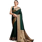 SWORNOF Women's Silk Kanjivaram Kanchipuram Saree With Blouse Piece
