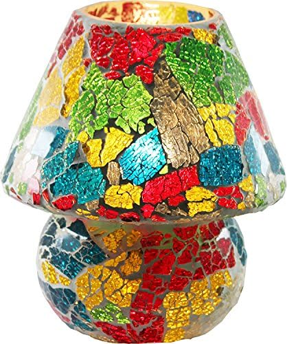 Edivine's Diffuser/Candle Holder/Handcrafted Festive Home Decor Mosaic Glass Candle Stand with round base Votive Tealight Holder, (DESIGN #49)