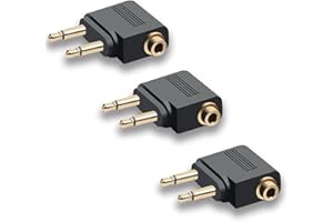 IZyufan 3 Stück Flugzeug Adapter, Airline Adapter Flugzeugadapter 3,5 mm Stereo Buchse Audio für Kopfhörer für alle Airlines