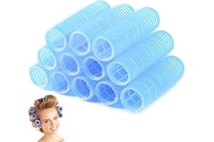 EIROVYA 12 Pièces Bigoudis Adhésifs Bleu 15mm pour Cheveux