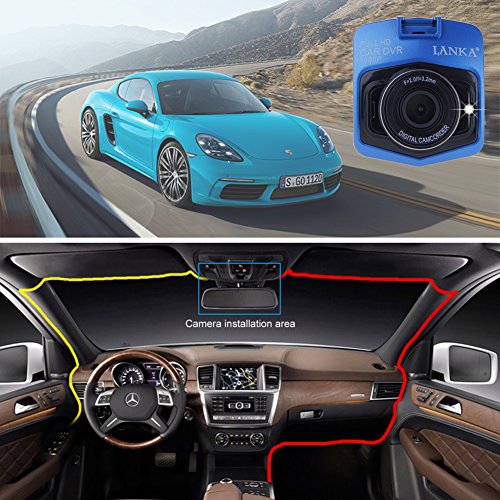 LANKA® Full HD 1080P Car Dash Cam DVR Camera Dashboard Digital Driving Video Recorder Built-in G-Sensor Parking Monitor Motion Detection Loop Recording (Blue)