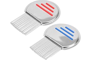 IMPODITIONGS 2 Pièces Peigne à poux, Poux extra fin en acier inoxydable, Eliminer les poux et les pellicules pour tous les types de cheveux, Pour Bébés, Enfants, Adultes et Animaux de Comp