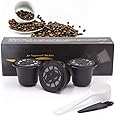 KASTWAVE Capsules Refillable for Nespresso, 3pcs Reusable Refillable Coffee Cup Pods Filter Coffee Percolator for Nespresso Machines for Home Kitchen Office Outdoor Use with Coffee Spoon&Brush (Black)