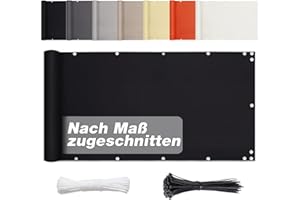 Aiyaoo Balkon Sichtschutz Windschutz 85 x 450cm Balkumrandung Uv-Schutz, Wasserabweisend Sonnenschutz, Deko für Balkongeländer, Terrasse & Garten - Schwarz