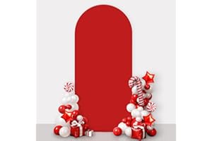 AIBIIN Hintergrund in Bogenform, rund, 2-seitig, für Hochzeit, Zeremonie, Geburtstag, Party, Babyparty, Bankett, Dekoration, 1 x 2,1 m, Rot