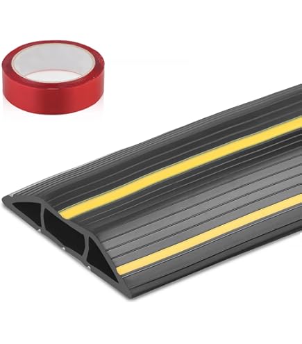 Fiqops Kabelbrug, 9 stuks, 2 kanalen, 101 x 25 x 5 cm, kabelbrug bodem, slangbrug van rubber, modulair design, kabelbruggen, overrijbeveiliging voor kabel, kabelbrug buiten voor parkeerplaatsen, zwart