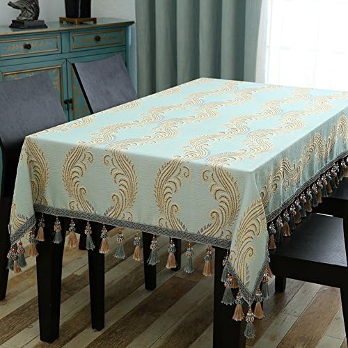 AJKAHKCHFKCK European style Blended Rectangle Square Tablecloth,Wipe clean Spill-proof Stain resistant Various colours & sizes Table cloth Tea-A 55x94inch(140x240cm) Tablecloth