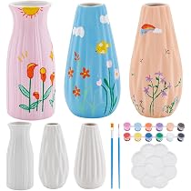 WEBEEDY 4 Vasi In Ceramica Bianca Da Dipingere – Per Piante Grasse, Con Foro Di Drenaggio, Fai Da Te