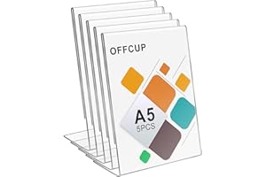OFFCUP A5 Acrylic Sign Holder, 5pcs Poster Menu Holder, Perspex Display Stand L-Shape Double Sided Display Stands for Office, Restaurant, Hotel, Promotions, Photo, Documents Display Stand Holders