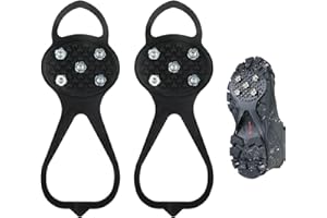 Onsolo Crampons Gripper Spikes for Shoes 2pcs Anti-Slip Silicone Stainless Steel Ice & Snow Grips for Hiking Boots Universal Fit Traction Cleats for Winter Outdoor Activities Fishing Climbing