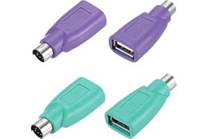 QUARKZMAN 4 adaptateurs PS/2 vers USB (mâle vers Femelle) pour Souris/Clavier, PC/Portable, Vert/Violet