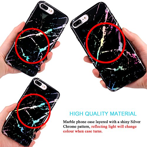 JIAXIUFEN iPhone 7 Plus Funda  Funda de Silicona Suave Case Cover Protecci  n C  scara Soft Gel TPU Carcasa Funda para Apple iPhone 7 Plus iPhone 8 Plus - Shiny Change Color Black M  rmol Dise  o