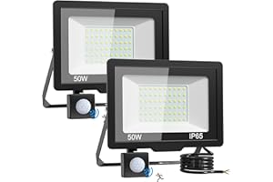 vighep Security Lights Outdoor Motion Sensor - 50W Ultra-Bright Pir Led Lights Outside Mains Powered - Ip65 Waterproof Floodlights for Garden Garage Backyard Patio Forecourt Courtyards, 2Pack