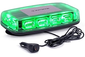 Xprite 12" Green LED Rooftop Mini Strobe Light Bar Magnetic Mount Emergency Safety Warning Caution Flashing Beacon Lights for Construction Vehicles Snow Plow Trucks Postal Mail Cars