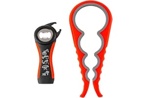 Niviy Apriscatole a Mano 5 in 1 Apribottiglie Manual Birra Multifunzionale Apri Set Utensili da Cucina per Donne Anziani Mani Piccole Artrite (2 Pezzi, Rosso)