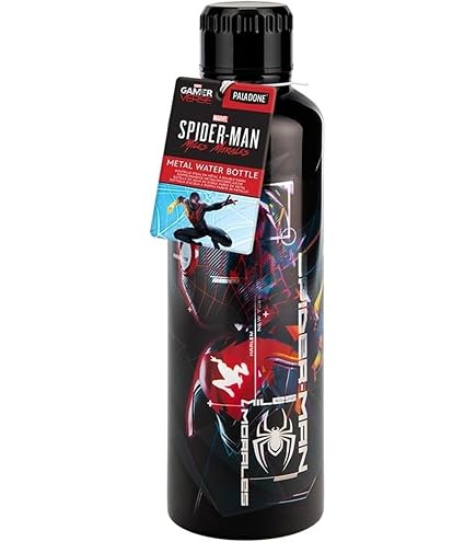 H&H Bottiglia Termica Spider-Man Black Marvel In Acciaio Inox 18/10 - 0,5L, Termos Con Tappo Ermetico