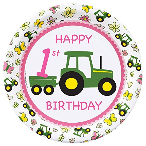 Preisvergleich Produktbild Party-Destination 192044 John Deere Rosa 1st Birthday Dinner Plates