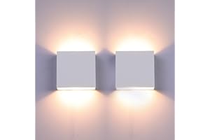Glighone 2 Stück 10W LED Wandleuchte Innen, Alum Wandlampe innen Up Down, 3 Helligkeit Dimmbar, Modern Wandbeleuchtung für Wohnzimmer, Schlafzimmer, Flur, Balkon, Treppe - Weiß Warmweiß 3000K