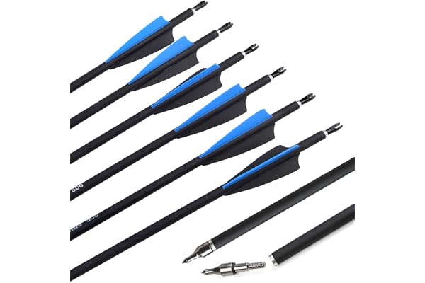 MILAEM 12 pièces 30 Pouces Flèches de Carbone 500 Spine Flèche de Chasse pour Arc Classique Arc à Poulies Pratique de Tir en Extérieur
