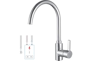 HOMELODY Niederdruck Armatur Küche Küchenarmatur für Untertischboiler Wasserhahn Küche Edelstahl 304 360° Drehbar Mischbatterie Küche Spültischarmatur für Untertischgerät