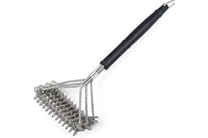 LHLXZQ Cepillo de Barbacoa, Cepillo de Limpieza para Parrilla con Cerdas de 3 Lados de Alambre de Acero Inoxidable, 360° Limpiar, Herramientas de BBQ para Parrilla de Gas/Carbón/Eléctrica