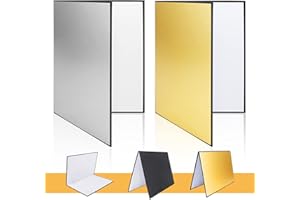 DAFUHAO 2 Pezzi Pannello Riflettore di Luce 3 in 1 Fotografia Cartone Riflettore Pieghevole Pannello Riflettente Fotografico per Fotografia di Natura Morta Gioielli Cibi Prodotti Cosmetici Giallo Bianca