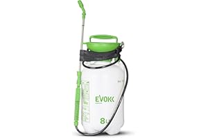 EVOKK 8L Garden Sprayer Pump Action Pressure Sprayer Ideal For Water Fertilizers, Sprayers For Weed Killer, Relief Valve, Extra Strong Garden Sprayers 8 litre Pressure Pump