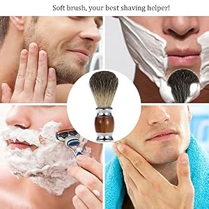 Anself Hair Shaving Brush Pure Badger Resin Handle Barber Salon Men Facial Beard Cleaning Appliance Shave Tool Shaving… - Image 3