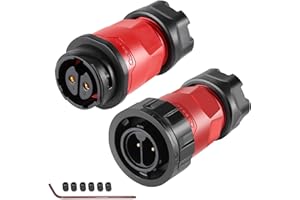 CNLINKO YM-20 2 PIN Screw Lock Waterproof Connector IP68 Circular Connector PBT Plastic Shell Quick Plug Aviation Connector M20 Male Plug and Female Plug (2-Pin)