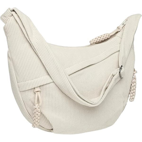 Sac Banane En Velours Côtelé Noir - Bandoulière Réglable, Porte-Clé Peluche Inclus