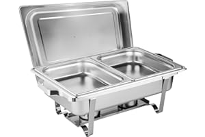 Morleos Speisewärmer Chafing-Dish 2X 1/2 GN 65 mm aus Edelstahl Warmhaltebehälter Essen Wärmebehälter für Speisen Buffetwärmer Event Catering-Zubehör Buffet