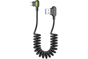 mcdodo - cavo di ricarica USB C piegato a 90 gradi, cavo a spirale USB C angolato, tipo C QC 4.0 a spirale, compatibile con Galaxy S21 S20/Huawei/Xiaomi, può essere esteso da 0,3 m a 1,8 m