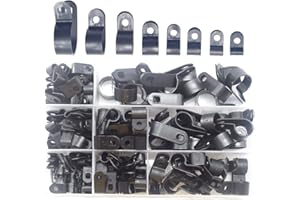 Ruidee 160 Pezzi Morsetti per Filo Nylon Clip Cavo Plastica Tipo R Ferma Cavo per Cavi Elettrici, Condotti Cavo Kit 8 Misure 1/8", 3/16", 1/4", 5/16", 3/8", 1/2", 5/8", 3/4" (RXJ/Black)