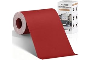 BOUYEER Leder Reparatur Set Rot, 10 * 210 CM Kunstleder Selbstklebend, Umweltfreundliche & Geruchsfrei Kunstleder Reparaturset, Möbel/Sofa/Autositze/Taschen/Renovierung, Rot