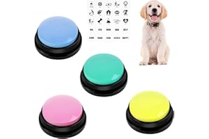 vsshe Pulsanti per Cani, 5 Pezzi Pulsante per l'addestramento del Cane, Set di Bottoni per Cani, Registrazione e Riproduzione di 30 Secondi,con Adesivi e Tappetino in Gomma per Cani Animali Domestici