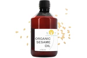 B.O.T Cosmetic & Wellness - Aceite de Sésamo Orgánico Prensado en Frío, Uso Cosmético, Masajes Ayurvédicos, Desmaquillante Natural, Tratamiento Capilar, DIY, Neutro, 500 ml