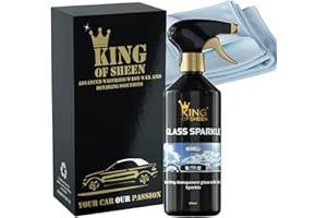 King of Sheen Glass Sparkle Car Glass Cleaner and Car Glass Polish with Professional Glass Microfibre Cloth, Sparkling Transparent Glass Effortlessly, 500ml