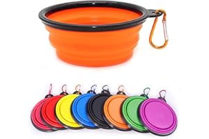 COOLON Collapsible Dog Bowl,Collapsible Dog Water Bowls for Cats Dogs, Portable Pet Feeding Watering Dish,Portable Dog Water Food Bowl with Carabiner (Small(350ML), Orange)
