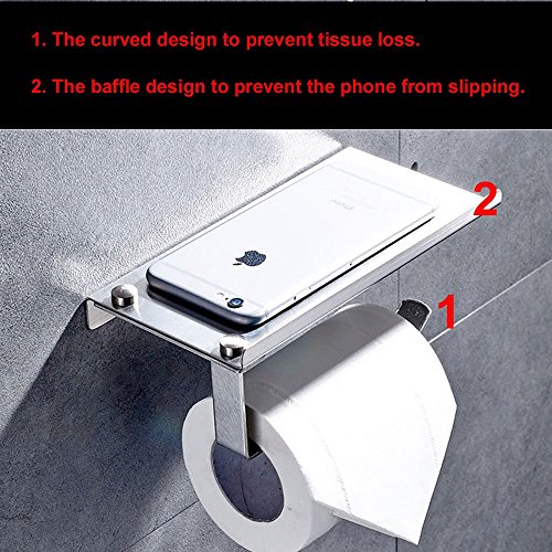 Toilettenpapierhalter, Rollenhalter, Peralng® Wandhalter Rollenhalter aus Hochwertigem Papierhalter Toilettenpapierrollenhalter Badezimmer(Edelstahl) - 3