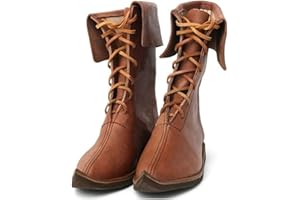 Mooke Mittelalterliche Prinz Cosplay Stiefel, Wikinger Ritter Schnürstiefel Mit Flacher Spitze Herren LARP Schuhe Renaissance Pirate Cosplay Kurzer Stiefel