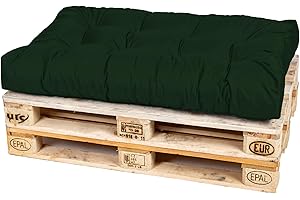 ‎TEXDEKO TexDeko® Garden Palettenkissen 120x80x18cm wasserabweisend UV - beständig In- & Outdoor Premium Sitzkissen gesteppt Palettenauflage für Europaletten Palettenpolster (Dunkelgrün)