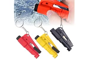 UYVPAER 3 Pièces Coupe Ceinture Brise Vitre - Porte-Clés Sécurité Voiture 3 En 1 - Brise-Vitre Urgence, Coupe-Ceinture, Sifflet De Survie - Rot, Gelb, Schwarz