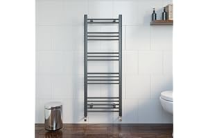 DuraTherm® 1200 x 450mm Flat Straight Heated Towel Rail Radiator Modern Central Heating Bathroom Warmer Wall Mounted Ladder Rad, Anthracite Grey