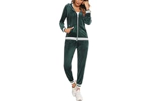 Yukiuiny Damen Nicki Hausanzug Kuschelig 2 Teilig Trainingsanzug mit Kapuze für Herbst Winter Reißverschluss Jacke+Jogginghose