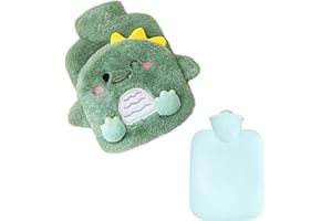 XFEYAQLO Borsa Acqua Calda Bambini Mini, Bottiglia di Acqua Calda Carino Morbido, Borsa Acqua Calda Peluche, Hot Water Bag, Regalo Perfetto per Bambini, 400ml, 20x21cm, Dinosauro