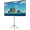Projector Screen with Stand, Outdoor Projector Screen 100 Inch 16:9 and Tripod Stand, Portable Projector Screen with 1.2 Gain, Lightweight and Compact, Easy Setup, Idea for Home Cinema, Garden Party.