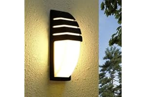 Goeco Lámpara de Pared LED Exterior, 12W 1300LM Apliques de Pared LED IP65 Impermeable, 3000K Luz Cálida Iluminación LED Pared Negro para Patio Jardín Dormitorio Salón, 22.5CM x 8CM