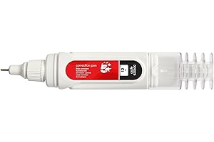 5 Star Rollerball Correction Pen Fine Metal Tip Applicator 12ml [Pack of 12], white